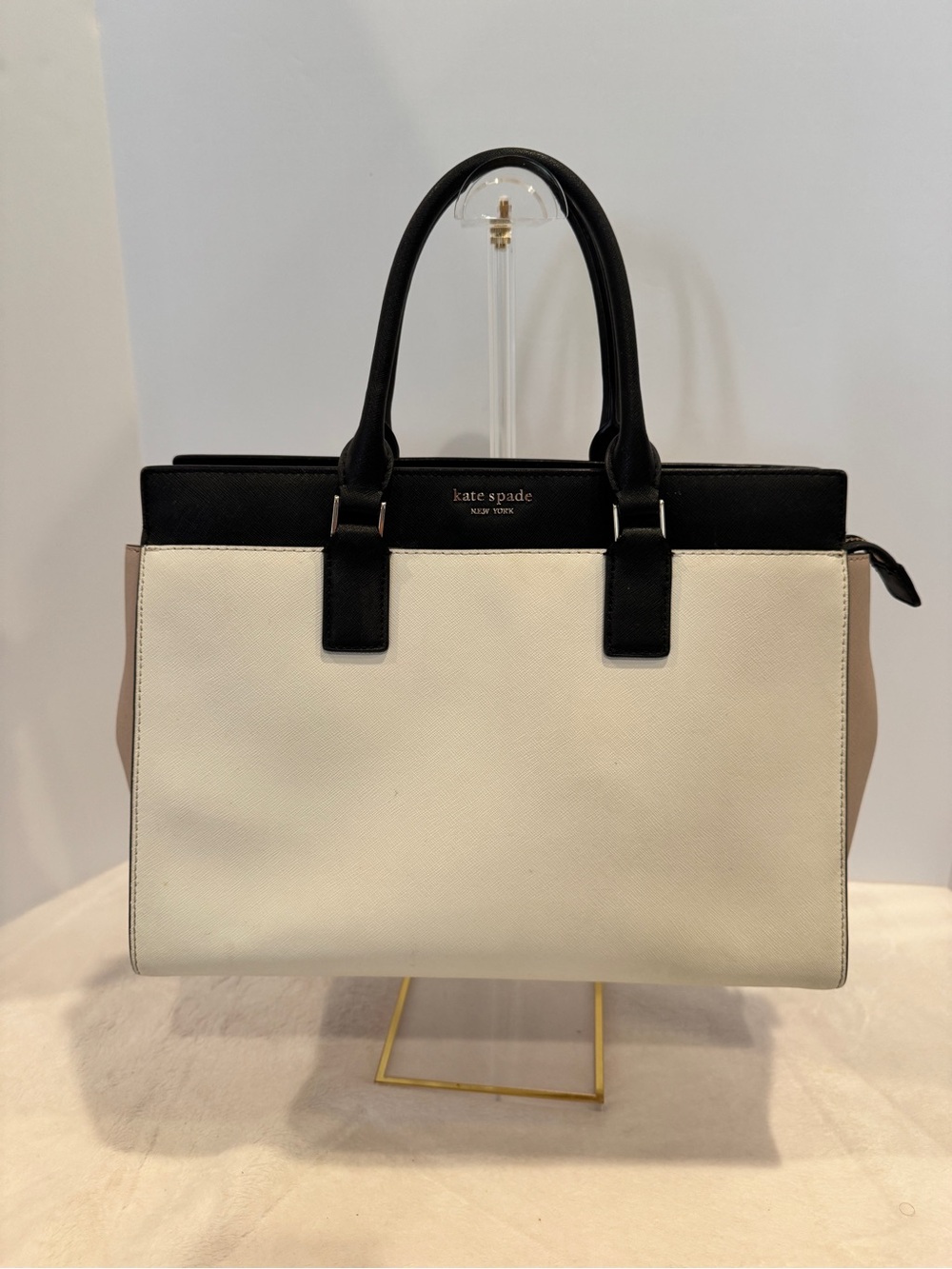 kate spade Two-Tone Leather Tote - Black, White & Pink